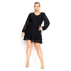 NWT City Chic Pretty Ruffle Black L = 20 = 2X
